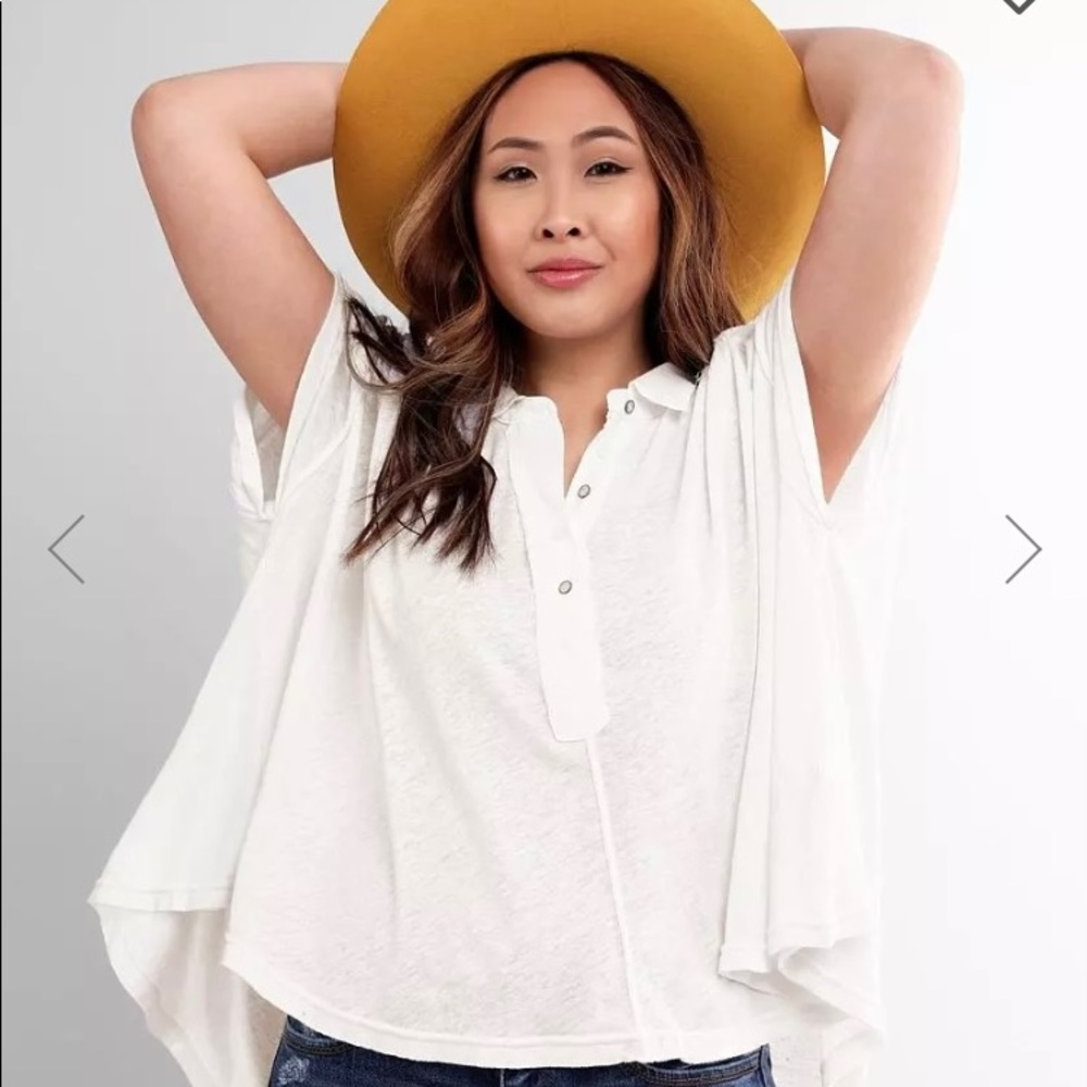 Free People Low Down Henley Ivory XL